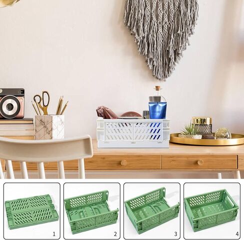 3 قطع من صناديق الباستيل للتخزين، وسلال بلاستيكية للتنظيم، وتكديس سلال تخزين قابلة للطي، ومنظم لغرف النوم والحمام والمكتب ورف درج سطح المكتب - 9.96 × 6.5 × 3.9 بوصة in Kuwait