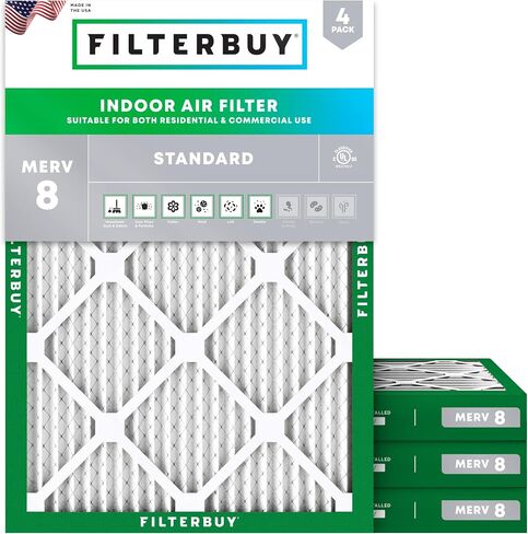 Filterbuy 14x20x2 Air Filter MERV 8 Dust Defense (4-Pack), Pleated HVAC AC Furnace Air Filters Replacement (Actual Size: 13.50 x 19.50 x 1.75 Inches) in Saudi Arabia