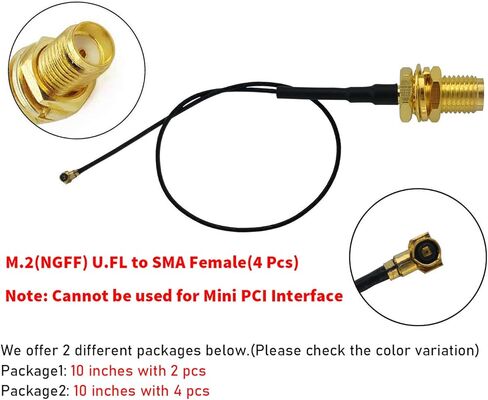 U.FL إلى SMA M.2 NGFF UFL إلى SMA أنثى MHF4 IPX4 IPEX4 Ipex موصل كابل تمديد هوائي ضفيرة (10 بوصات (4 قطع)) in Kuwait