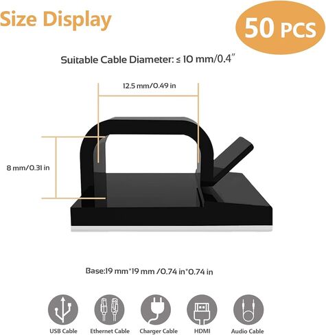60PCS Cable Clips Set with 3M Adhesive and Nails, Upgraded Wire Holders for Cable Management, Desk & Wall Organizer for Ethernet, Car, Dash Cam, Christmas Lights, Large Size in Saudi Arabia