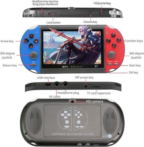 Handheld Game Consoles Double Rocker 8GB 4.3 Inch Screen 1000 Classic Game, Support Video & Music Playing, Built-in 3 Million megapixel Camera Birthday and New Year’s Best Gift for Kids (Blue) in Kuwait