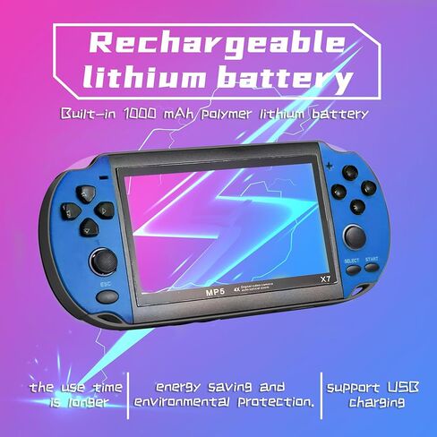 Handheld Game Consoles Double Rocker 8GB 4.3 Inch Screen 1000 Classic Game, Support Video & Music Playing, Built-in 3 Million megapixel Camera Birthday and New Year’s Best Gift for Kids (Blue) in Kuwait