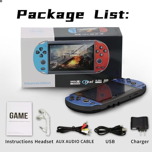 Handheld Game Consoles Double Rocker 8GB 4.3 Inch Screen 1000 Classic Game, Support Video & Music Playing, Built-in 3 Million megapixel Camera Birthday and New Year’s Best Gift for Kids (Blue) in Kuwait