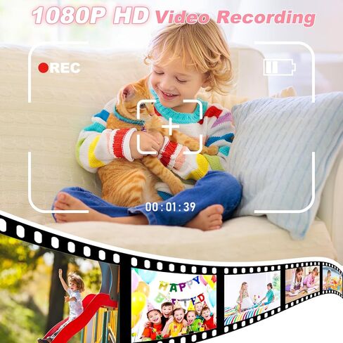 Kids Camera, Dinosaur Kids Digital Camera, 1080P Toddler Camera Instant Print with 32G SD Card, Kids Toy Camera Childrens Video Camera, Birthday Gifts Portable Toy for 3-12 Year Old Girls Boys (Pink) in Saudi Arabia
