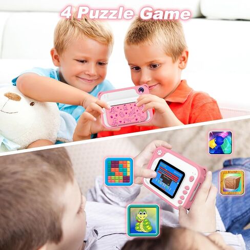 Kids Camera, Dinosaur Kids Digital Camera, 1080P Toddler Camera Instant Print with 32G SD Card, Kids Toy Camera Childrens Video Camera, Birthday Gifts Portable Toy for 3-12 Year Old Girls Boys (Pink) in Saudi Arabia