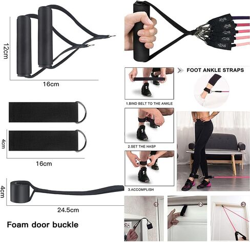 Zugoulook 18Pcs Resistance Bands Set for Women, 5 Stackable Exercise with Handles, Loop Bands, Jump Rope, Figure 8 Band, Ideal Home, Gym Fitness, Yoga, Full Body Workout in Saudi Arabia