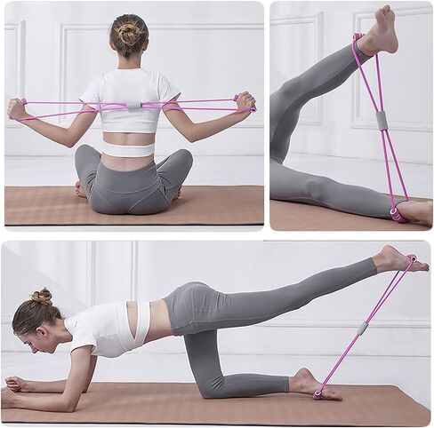 Zugoulook 18Pcs Resistance Bands Set for Women, 5 Stackable Exercise with Handles, Loop Bands, Jump Rope, Figure 8 Band, Ideal Home, Gym Fitness, Yoga, Full Body Workout in Saudi Arabia