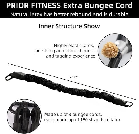 حبل بنجي ممتاز من PRIOR FITNESS، سلك لياقة بنجي عالي التحمل، سلك مقاومة بوزن 110-176 كجم، حبل مرن للتعليق، أربطة لياقة بدنية للتمرين في صالة الألعاب الرياضية المنزلية تتضمن فقط 1* حبل بنجي إضافي in Kuwait