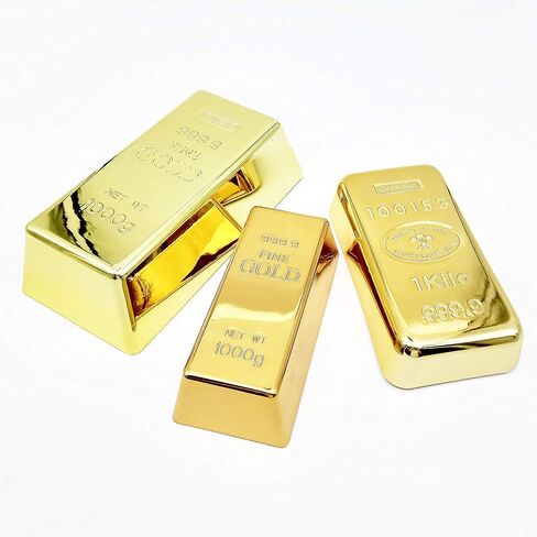 Replica Gold Bar Fake Golden Bar Brick Bullion Glittering Plastic Novelty Gift Joke Decorative Prop Movie Prop Stage Pirate Party Favors Supplies Treasure Hunt Game Bullion Halloween (S) in Saudi Arabia