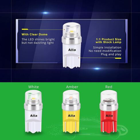 Alla Lighting Mini T10 168/194 LED Bulbs Advanced 12V License, Interior, Map, Dome, Trunk Cargo, Step Lights W5W 2825 175 158 for Auto Cars, Trucks (6000K Xenon White) in Saudi Arabia