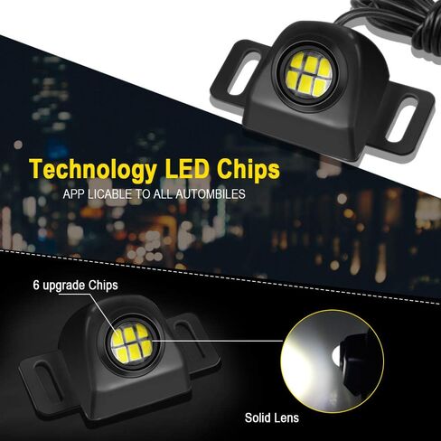 LEADTOPS مساعدة احتياطية وقوف السيارات عكس الضوء لمبة LED، مصغرة عالمية المضادة للتصادم ليلة الأداء LED ضوء الذيل إضاءة الكاميرا 6000K الأبيض للسيارات السيارات in Kuwait