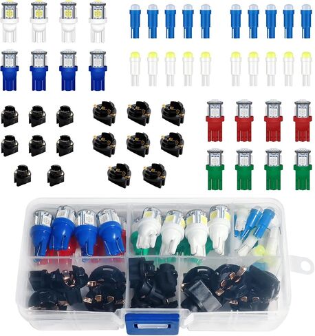 Alopee 52PCS LED Dash Lights and Socket Kits 194 168 T10 2721 74 T5 12V LED Replacement Bulb Sets for Gauge Cluster Panel Indicator Gear Shifter Light (with One Rectangular Storage Box) in Saudi Arabia