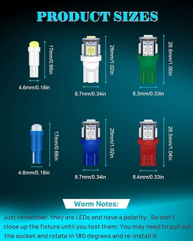 Alopee 52PCS LED Dash Lights and Socket Kits 194 168 T10 2721 74 T5 12V LED Replacement Bulb Sets for Gauge Cluster Panel Indicator Gear Shifter Light (with One Rectangular Storage Box) in Saudi Arabia