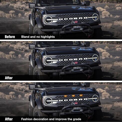 3-PCS LED Grill Lights for Ford Bronco 2021 2022 2023 2024 2/4-Door OEM Grille Lamps Kit Bronco Accessories fit Badlands Wildtrak & Everglades (Smoked Black) in Kuwait