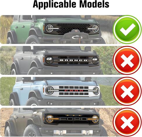 3-PCS LED Grill Lights for Ford Bronco 2021 2022 2023 2024 2/4-Door OEM Grille Lamps Kit Bronco Accessories fit Badlands Wildtrak & Everglades (Smoked Black) in Kuwait