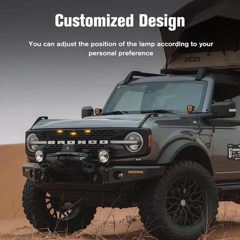 3-PCS LED Grill Lights for Ford Bronco 2021 2022 2023 2024 2/4-Door OEM Grille Lamps Kit Bronco Accessories fit Badlands Wildtrak & Everglades (Smoked Black) in Kuwait