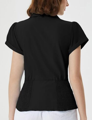 Belle Poque Women Short Sleeve Button Down Shirts Vintage Shirts Business Casual Dressy Blouse Tops in Kuwait