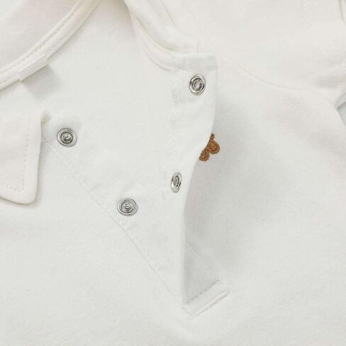 A & V Unisex Baby Boys Girls 100% Cotton Polo Bodysuit with Cute Bear Embroidery in Saudi Arabia