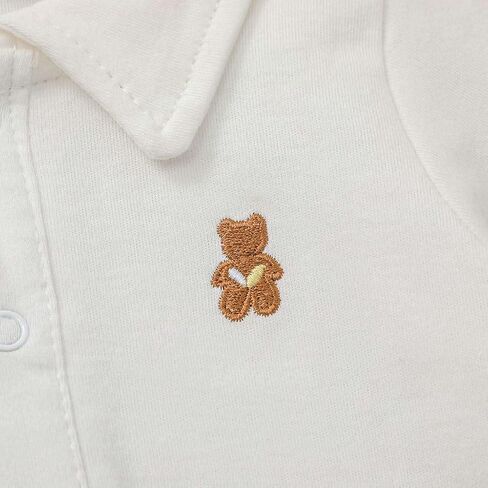 A & V Unisex Baby Boys Girls 100% Cotton Polo Bodysuit with Cute Bear Embroidery in Saudi Arabia