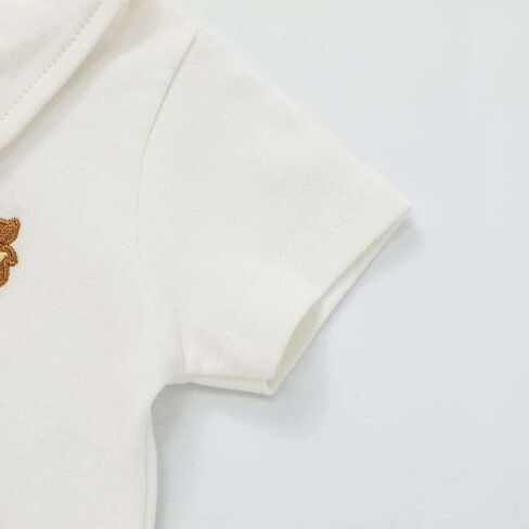 A & V Unisex Baby Boys Girls 100% Cotton Polo Bodysuit with Cute Bear Embroidery in Saudi Arabia