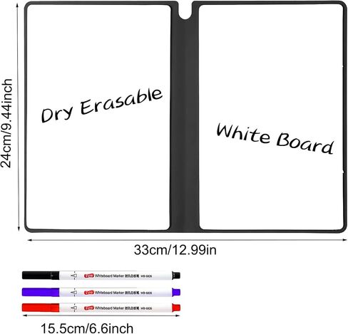 Marte Vanci Whiteboard Notebook Reusable Dry Erase Whiteboard with Pen and Wiping Cloth A5 Portable Dry Erase Pad with PU Cover White Board for Notes Lists Memo Message Presentation (Black) in Saudi Arabia