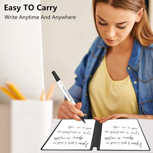 Marte Vanci Whiteboard Notebook Reusable Dry Erase Whiteboard with Pen and Wiping Cloth A5 Portable Dry Erase Pad with PU Cover White Board for Notes Lists Memo Message Presentation (Black) in Saudi Arabia