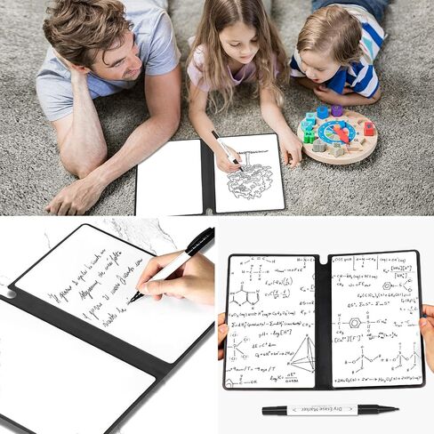 Marte Vanci Whiteboard Notebook Reusable Dry Erase Whiteboard with Pen and Wiping Cloth A5 Portable Dry Erase Pad with PU Cover White Board for Notes Lists Memo Message Presentation (Black) in Saudi Arabia