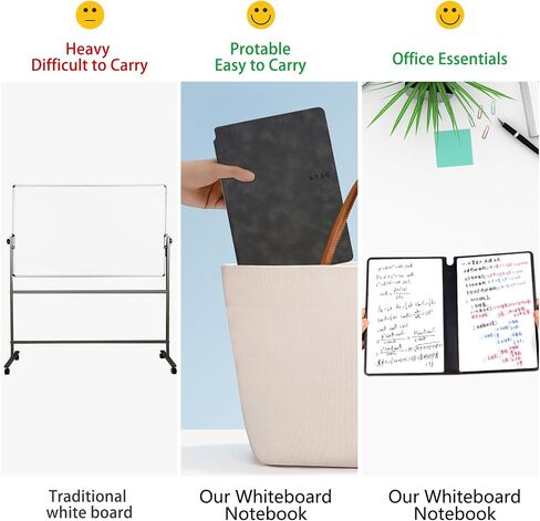 Marte Vanci Whiteboard Notebook Reusable Dry Erase Whiteboard with Pen and Wiping Cloth A5 Portable Dry Erase Pad with PU Cover White Board for Notes Lists Memo Message Presentation (Black) in Saudi Arabia