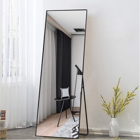 NeuType 55"x20" Full Length Mirror Wall Mirror Full Length Body Mirror Bathroom Mirror Floor Mirror Black Mirror Wall Decor Wall-Mounted Mirrors Boho Mirror Large Mirror in Saudi Arabia