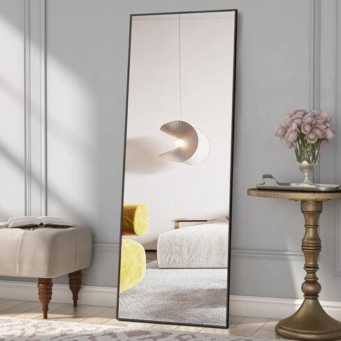 NeuType 55"x20" Full Length Mirror Wall Mirror Full Length Body Mirror Bathroom Mirror Floor Mirror Black Mirror Wall Decor Wall-Mounted Mirrors Boho Mirror Large Mirror in Saudi Arabia
