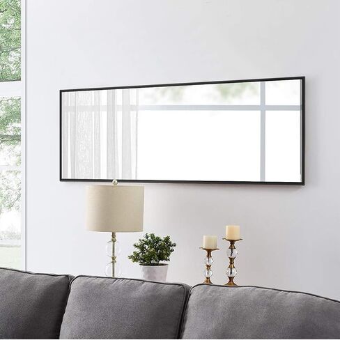 NeuType 55"x20" Full Length Mirror Wall Mirror Full Length Body Mirror Bathroom Mirror Floor Mirror Black Mirror Wall Decor Wall-Mounted Mirrors Boho Mirror Large Mirror in Saudi Arabia