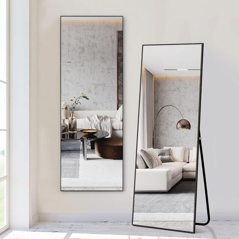 NeuType 55"x20" Full Length Mirror Wall Mirror Full Length Body Mirror Bathroom Mirror Floor Mirror Black Mirror Wall Decor Wall-Mounted Mirrors Boho Mirror Large Mirror in Saudi Arabia