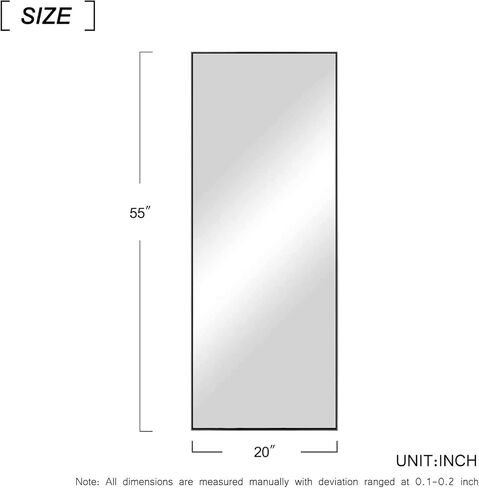 NeuType 55"x20" Full Length Mirror Wall Mirror Full Length Body Mirror Bathroom Mirror Floor Mirror Black Mirror Wall Decor Wall-Mounted Mirrors Boho Mirror Large Mirror in Saudi Arabia