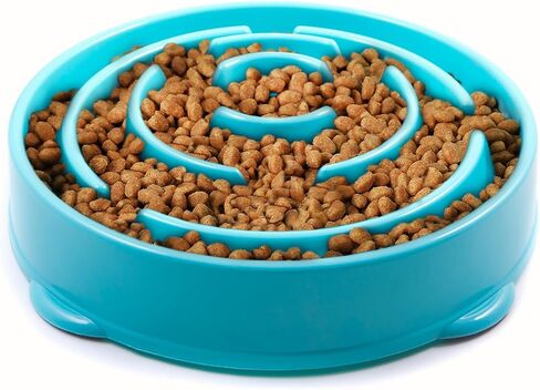 Slow Feeder Dog Bowls - Anti-Choking & Non Slip Interactive Dog Feeding Bowls for Dry/Wet Food That Slow Down Eating - Maze Puzzle Design Bowl - Medium Regular (Turquoise) in Saudi Arabia