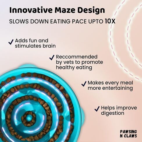Slow Feeder Dog Bowls - Anti-Choking & Non Slip Interactive Dog Feeding Bowls for Dry/Wet Food That Slow Down Eating - Maze Puzzle Design Bowl - Medium Regular (Turquoise) in Saudi Arabia