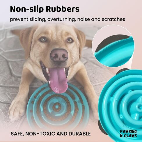 Slow Feeder Dog Bowls - Anti-Choking & Non Slip Interactive Dog Feeding Bowls for Dry/Wet Food That Slow Down Eating - Maze Puzzle Design Bowl - Medium Regular (Turquoise) in Saudi Arabia