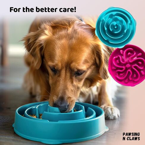 Slow Feeder Dog Bowls - Anti-Choking & Non Slip Interactive Dog Feeding Bowls for Dry/Wet Food That Slow Down Eating - Maze Puzzle Design Bowl - Medium Regular (Turquoise) in Saudi Arabia