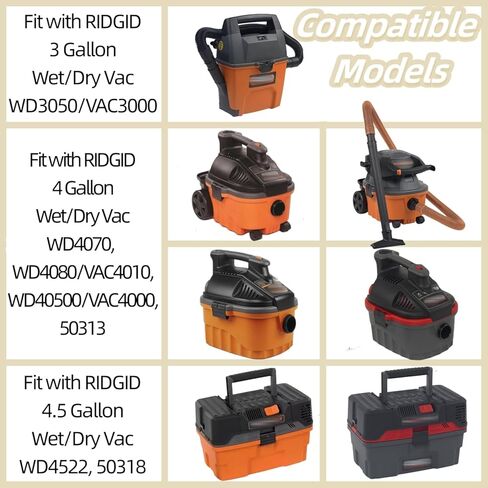6 عبوات من أكياس فلتر VF3501، أكياس غبار بديلة متوافقة مع مكنسة Ridgid الكهربائية الرطبة والجافة سعة 3 إلى 4.5 جالون، أكياس فلتر تجميع الغبار لـ 23738 VF3501، الحجم C in Kuwait