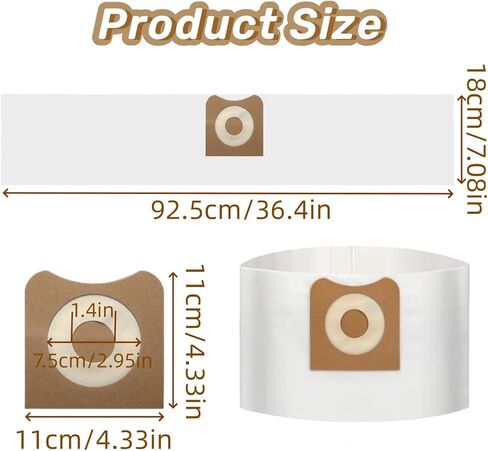 6 عبوات من أكياس فلتر VF3501، أكياس غبار بديلة متوافقة مع مكنسة Ridgid الكهربائية الرطبة والجافة سعة 3 إلى 4.5 جالون، أكياس فلتر تجميع الغبار لـ 23738 VF3501، الحجم C in Kuwait