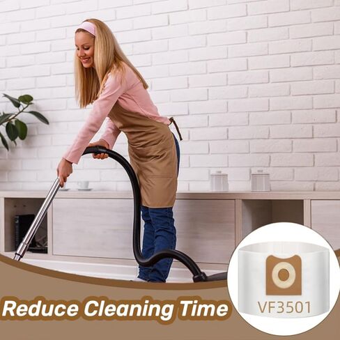 6 عبوات من أكياس فلتر VF3501، أكياس غبار بديلة متوافقة مع مكنسة Ridgid الكهربائية الرطبة والجافة سعة 3 إلى 4.5 جالون، أكياس فلتر تجميع الغبار لـ 23738 VF3501، الحجم C in Kuwait