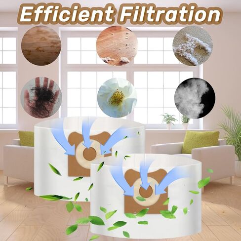 6 عبوات من أكياس فلتر VF3501، أكياس غبار بديلة متوافقة مع مكنسة Ridgid الكهربائية الرطبة والجافة سعة 3 إلى 4.5 جالون، أكياس فلتر تجميع الغبار لـ 23738 VF3501، الحجم C in Kuwait