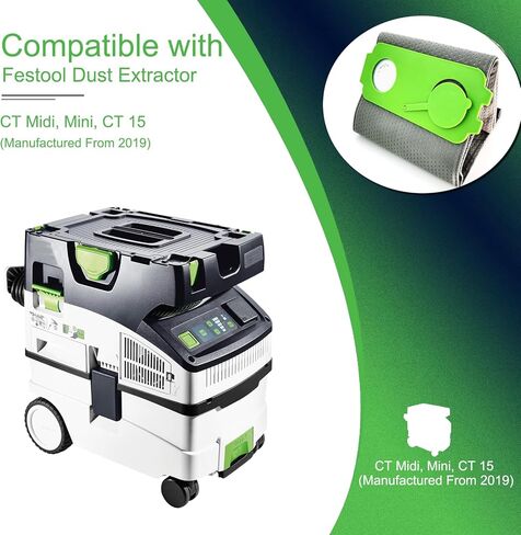 كيس غبار طويل العمر قابل لإعادة الاستخدام - قماش مكون من 4 طبقات، يناسب شفاط الغبار Festool - CT Midi وMini وCT 15 تم تصنيعه في عام 2019. (بواسطة ZZHANFF) in Kuwait