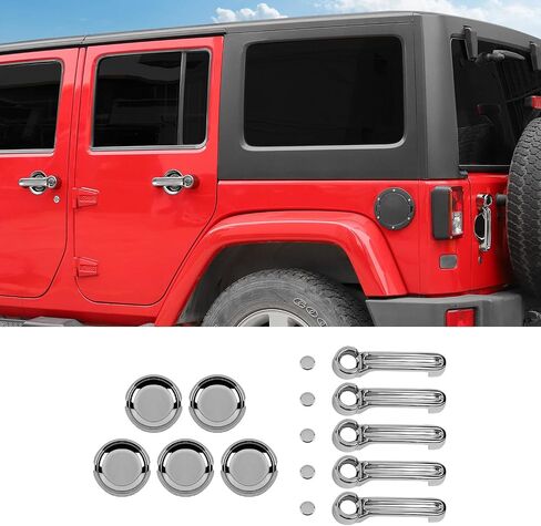 Hoolcar Exterior Door Handle Cover Tailgate Handle Cover Recess Guard Compatible with 2007-2017 Jeep Wrangler JK JKU Sports Sahara Freedom Rubicon Unlimited, Black, 15PCs in Saudi Arabia