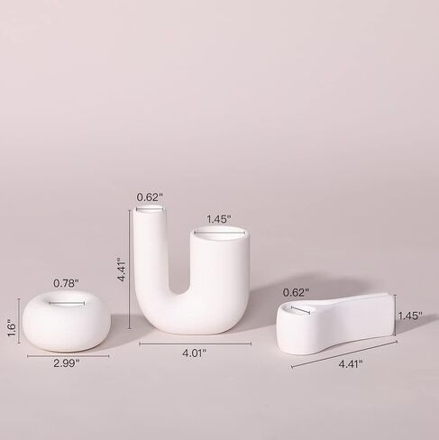 Modern Candle Holders for Table Centerpiece, Aesthetic Candlestick Holders, White Ceramic Taper Candle Sticks Holder Decor Set of 3 for Table Centerpiece Fireplace, Decorative Candle Holders in Saudi Arabia