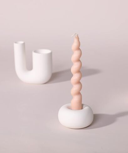 Modern Candle Holders for Table Centerpiece, Aesthetic Candlestick Holders, White Ceramic Taper Candle Sticks Holder Decor Set of 3 for Table Centerpiece Fireplace, Decorative Candle Holders in Saudi Arabia