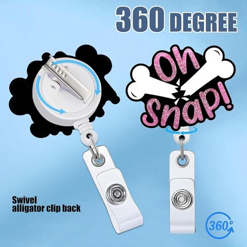 Oh Snap Retractable Badge Reel with ID Clip Name Tag Card Funny Broken Bone Gift for Nurses Office Worker Radiology X-Ray Orthopedics Nursing Student Alligator Clip in Saudi Arabia
