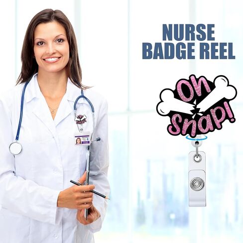 Oh Snap Retractable Badge Reel with ID Clip Name Tag Card Funny Broken Bone Gift for Nurses Office Worker Radiology X-Ray Orthopedics Nursing Student Alligator Clip in Saudi Arabia