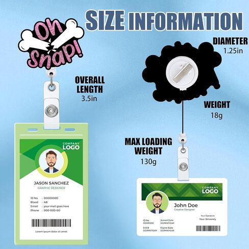 Oh Snap Retractable Badge Reel with ID Clip Name Tag Card Funny Broken Bone Gift for Nurses Office Worker Radiology X-Ray Orthopedics Nursing Student Alligator Clip in Saudi Arabia