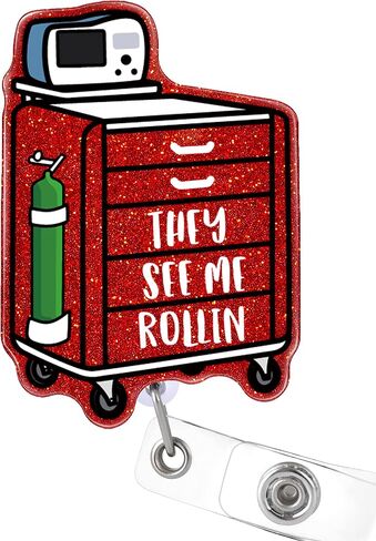 Plifal Badge Reel Holder Retractable with ID Clip for Nurse Nursing Name Tag Card Funny They See Me Rolling ICU ER Nursing Student Teacher Doctor RN LPN Medical Assistant Work Office Alligator Clip in Saudi Arabia