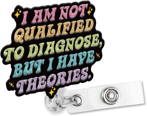 أنا لست مؤهلاً للتشخيص ولكن لدي نظرية بكرة شارة لامعة غير منتظمة قابلة للسحب مع مشبك التمساح، هدية حامل شارة عيد الميلاد المضحكة للرعاية الصحية والصحة العقلية والممرضة CNA in Kuwait